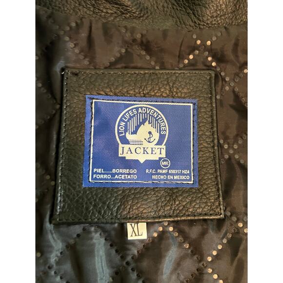 Lion Lifes Adventures leather motorcycle leather black vest proof strap style XL - Picture 7 of 8